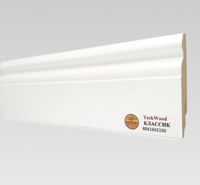 Плинтус МДФ Teckwood Классик Белый Ф-3 80 мм