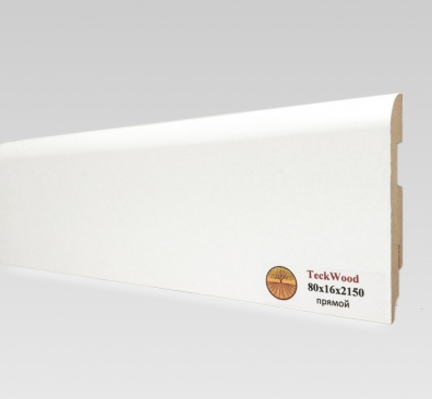 Плинтус МДФ Teckwood Прямой Белый 80 мм