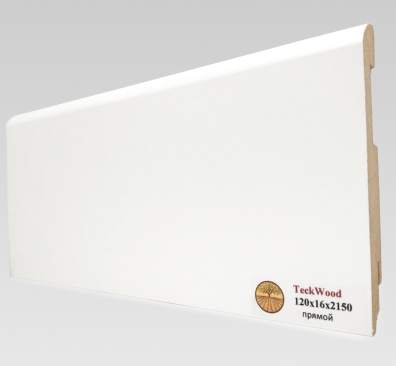 Плинтус МДФ Teckwood Прямой Белый 120 мм